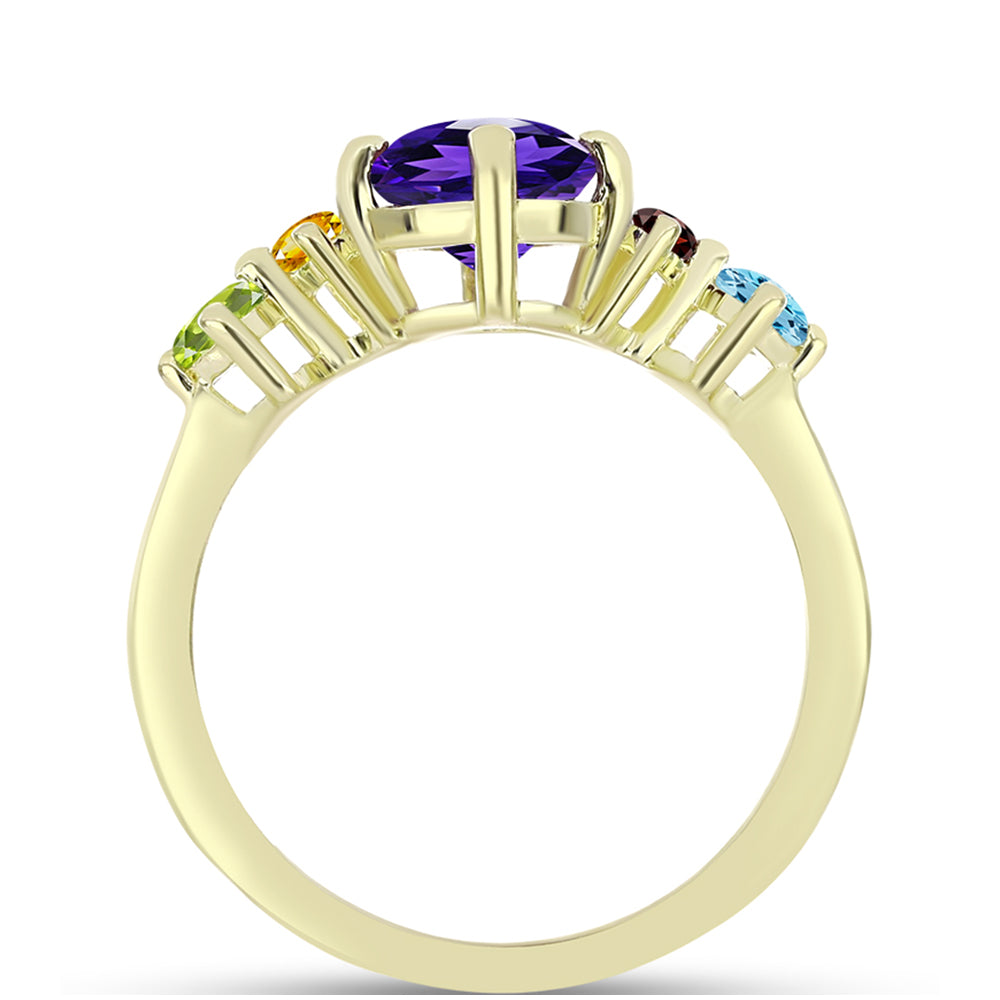 Goldplattierter Silberring mit marokkanischem Amethyst und Peridot aus Changbai 2 