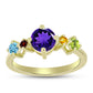 Goldplattierter Silberring mit marokkanischem Amethyst und Peridot aus Changbai