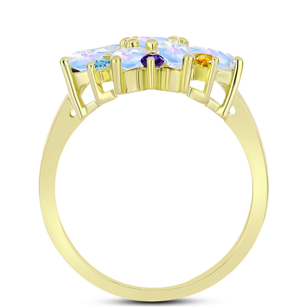 Goldplattierter Silberring mit Regenbogenmondstein