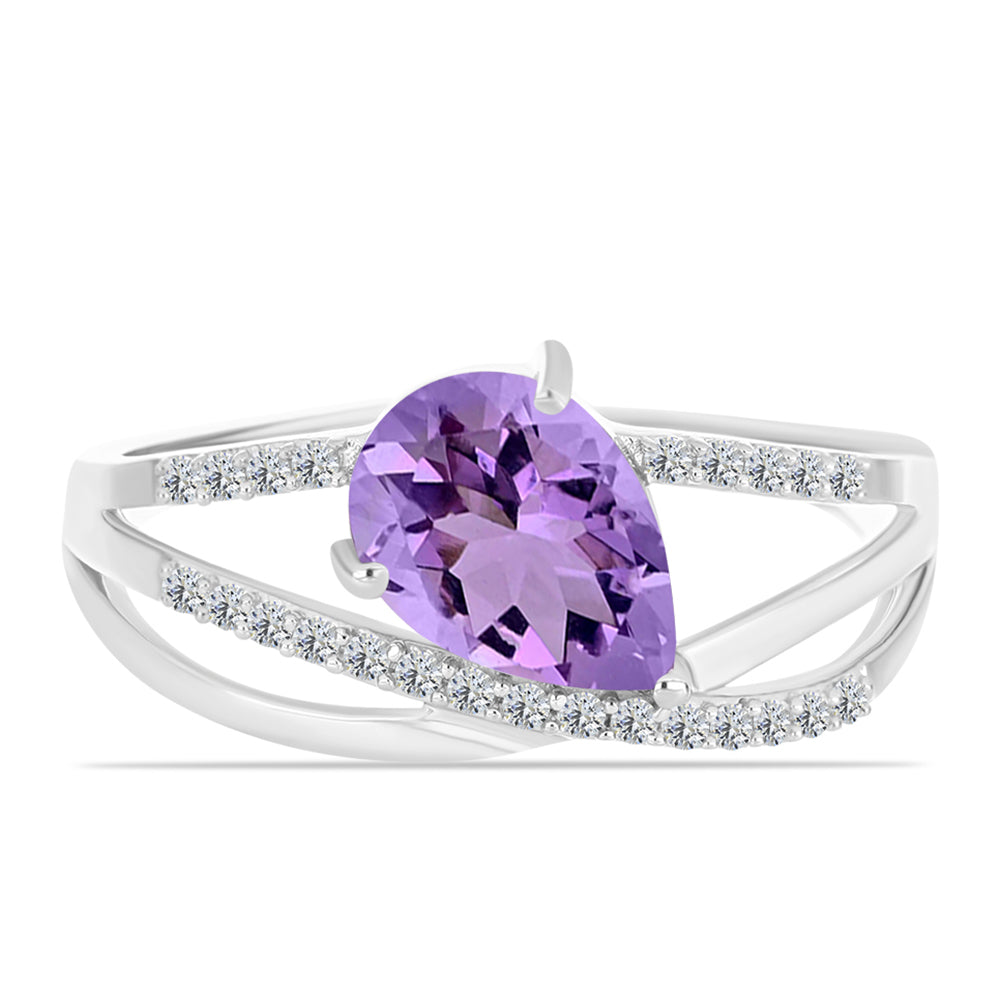 Silberring mit Rose De France Amethyst und weißem Topas