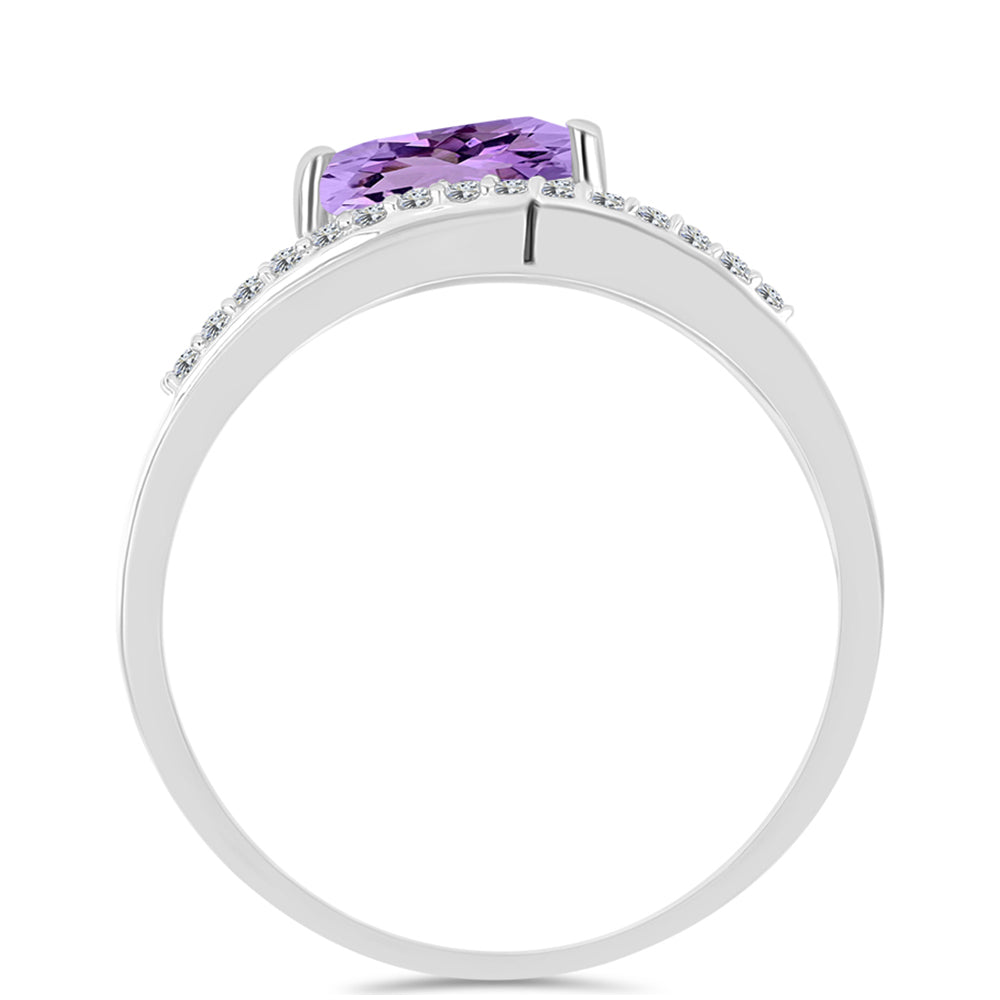 Silberring mit Rose De France Amethyst und weißem Topas