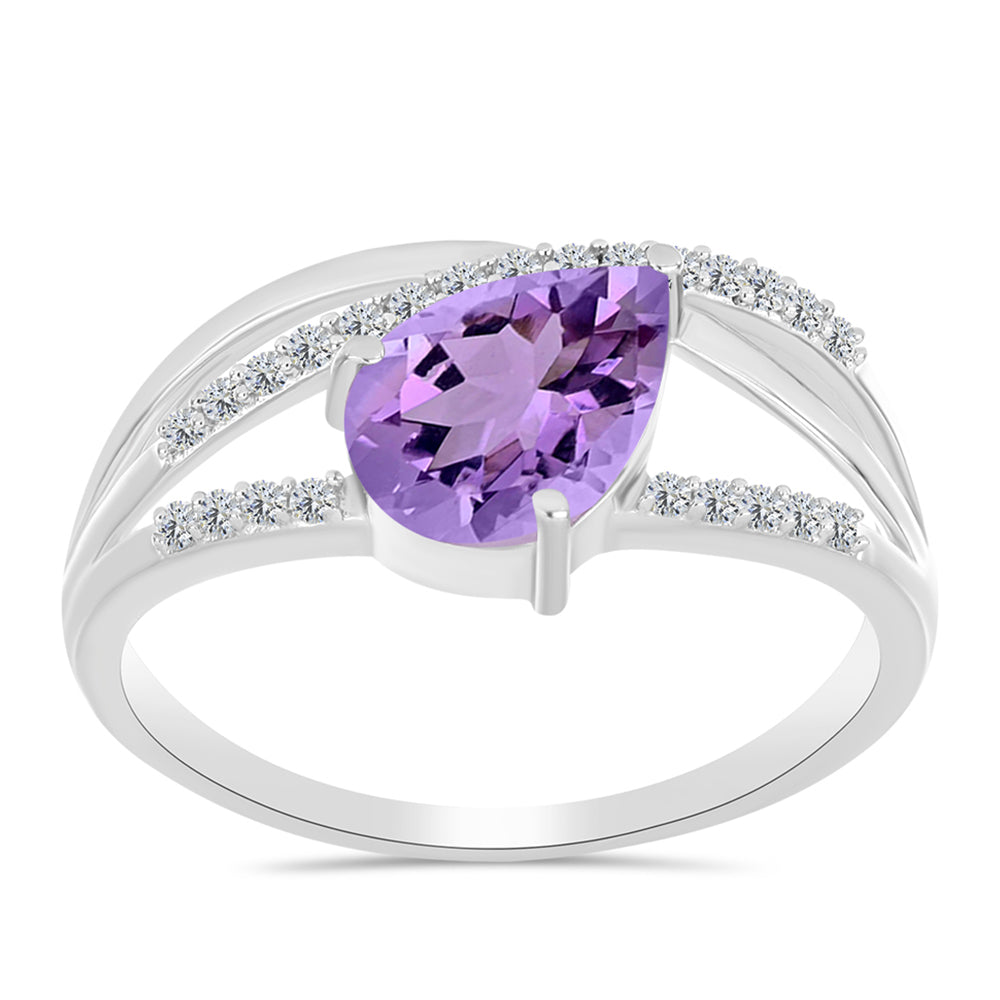 Silberring mit Rose De France Amethyst und weißem Topas 3 