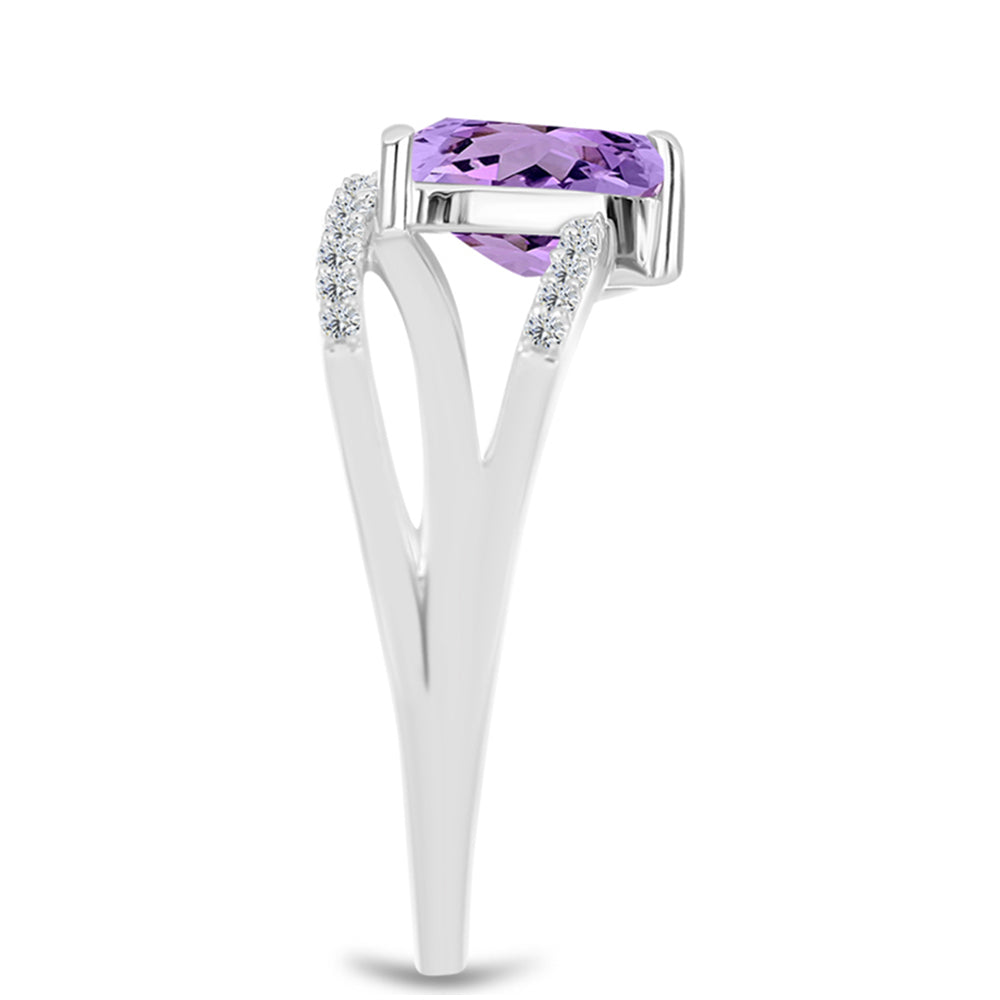 Silberring mit Rose De France Amethyst und weißem Topas 4 