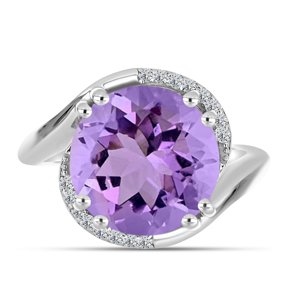 Silberring mit Rose De France Amethyst und weißem Topas