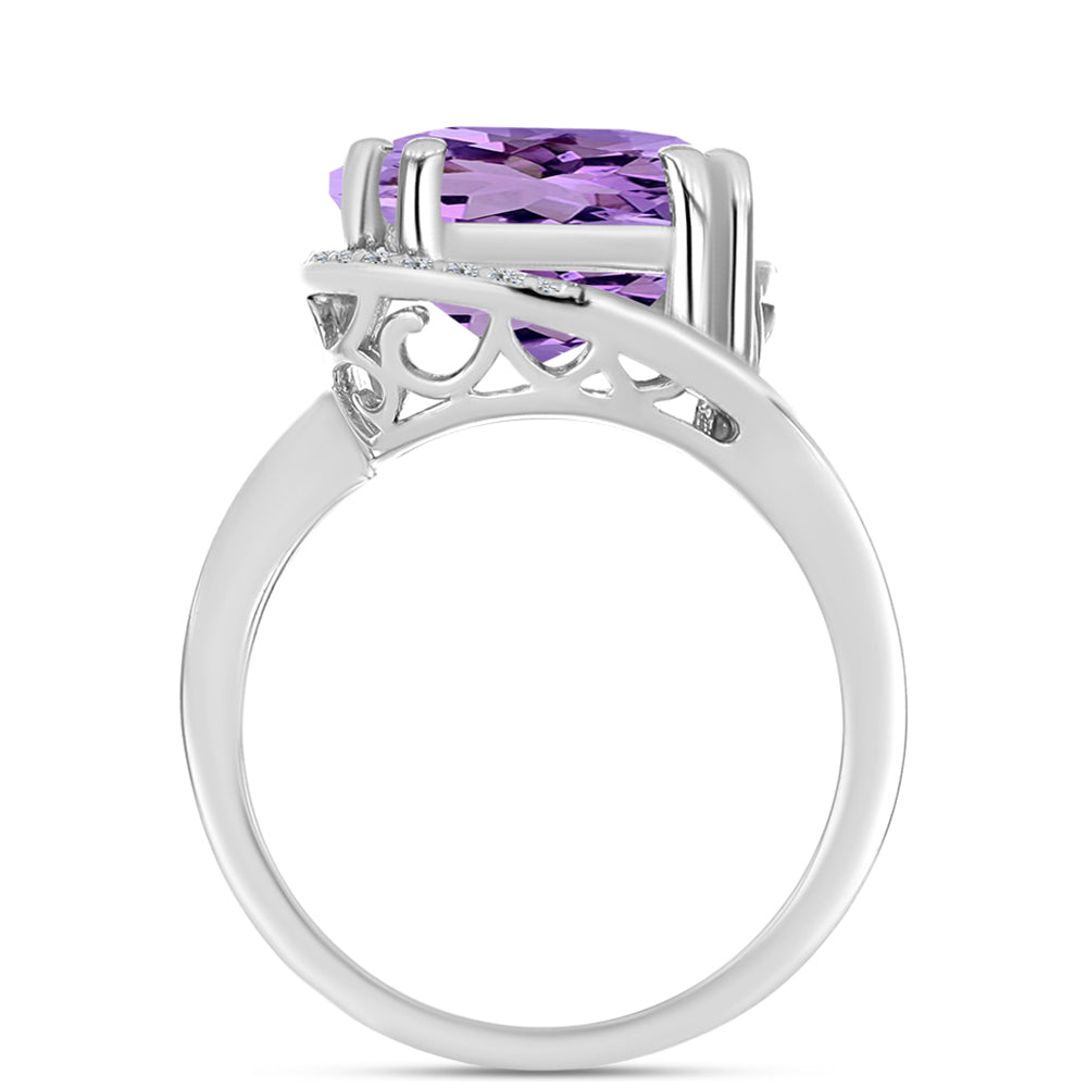 Silberring mit Rose De France Amethyst und weißem Topas 2 