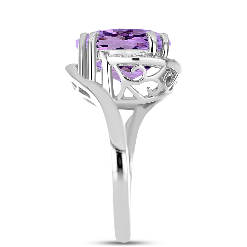 Silberring mit Rose De France Amethyst und weißem Topas 4 