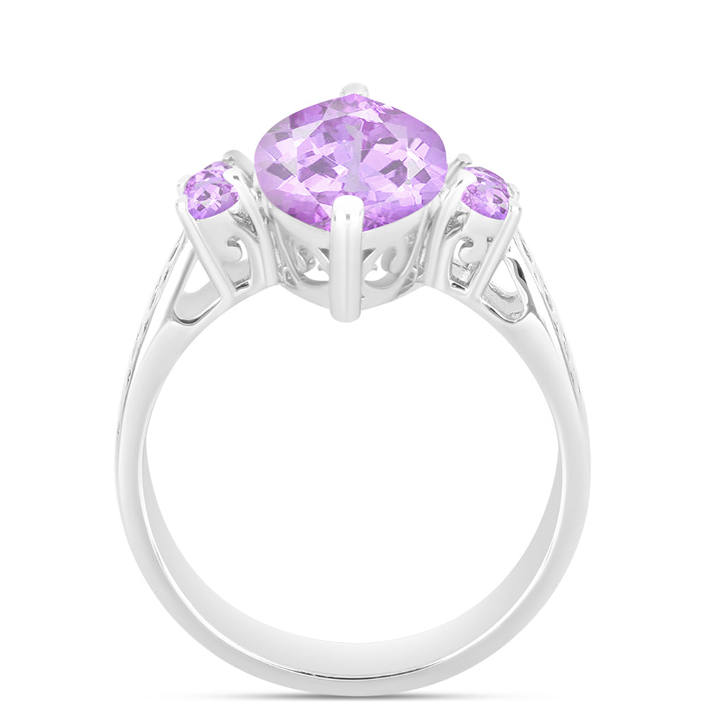 Silberring mit Rose De France Amethyst