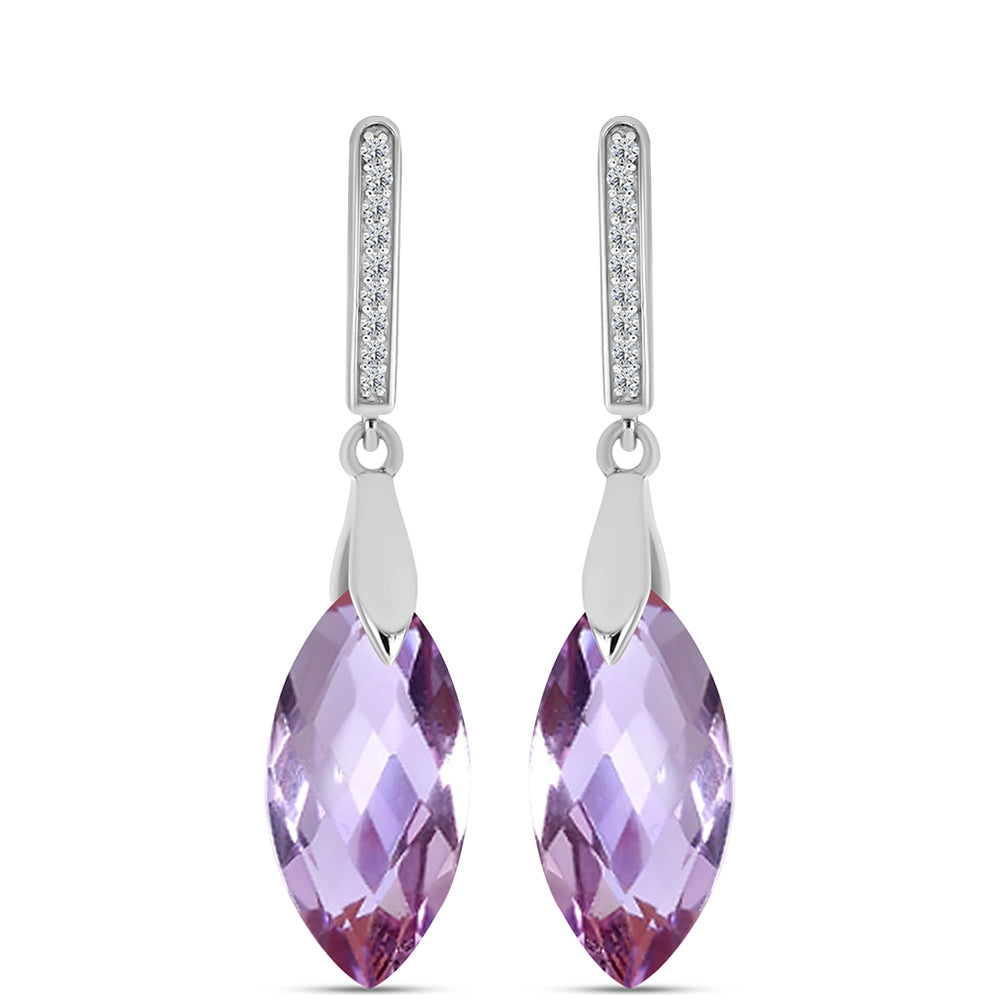 Silberohrringe mit Rose De France Amethyst und weißem Topas 1 