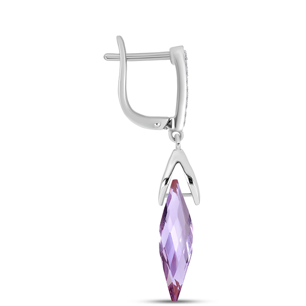 Silberohrringe mit Rose De France Amethyst und weißem Topas 2 