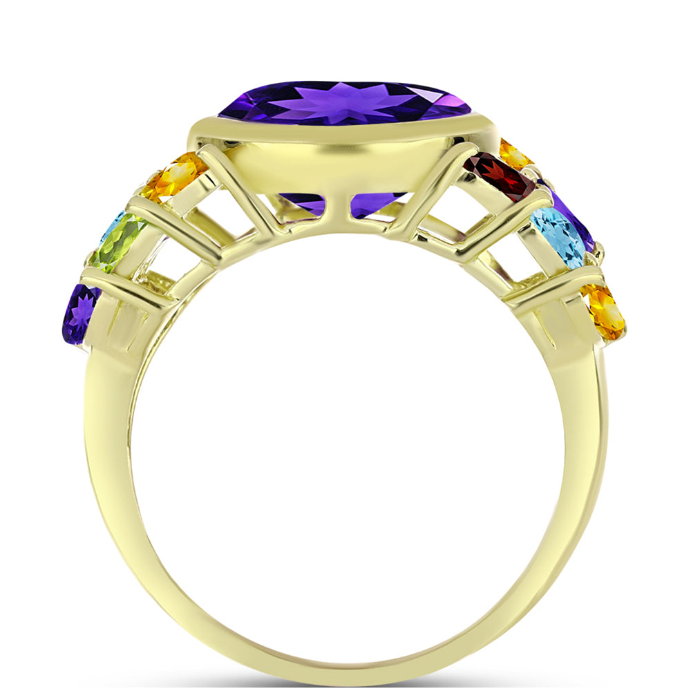 Goldplattierter Silberring mit marokkanischem Amethyst und Amethyst aus Artigas