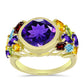 Goldplattierter Silberring mit marokkanischem Amethyst und Amethyst aus Artigas