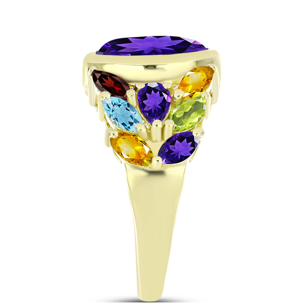 Goldplattierter Silberring mit marokkanischem Amethyst und Amethyst aus Artigas