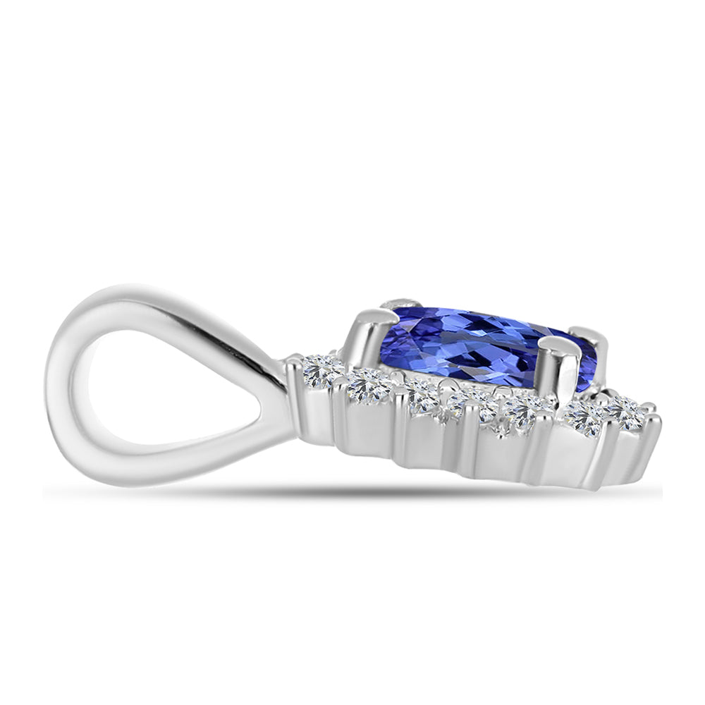 Silberanhänger mit Tansanit - Klasse AAA und weißem Diamant