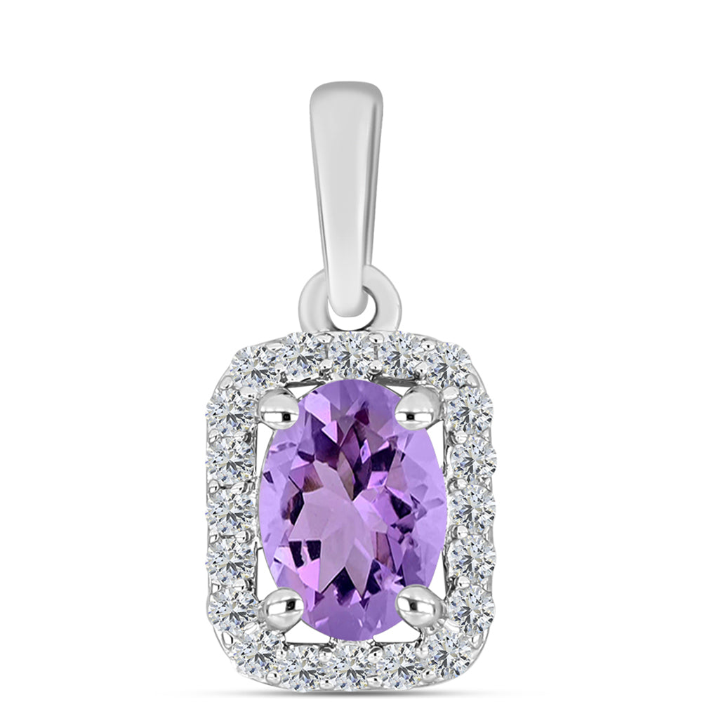 Silberanhänger mit Rose De France Amethyst und weißem Topas