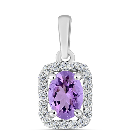 Silberanhänger mit Rose De France Amethyst und weißem Topas