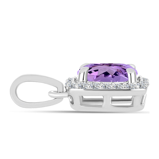 Silberanhänger mit Rose De France Amethyst und weißem Topas