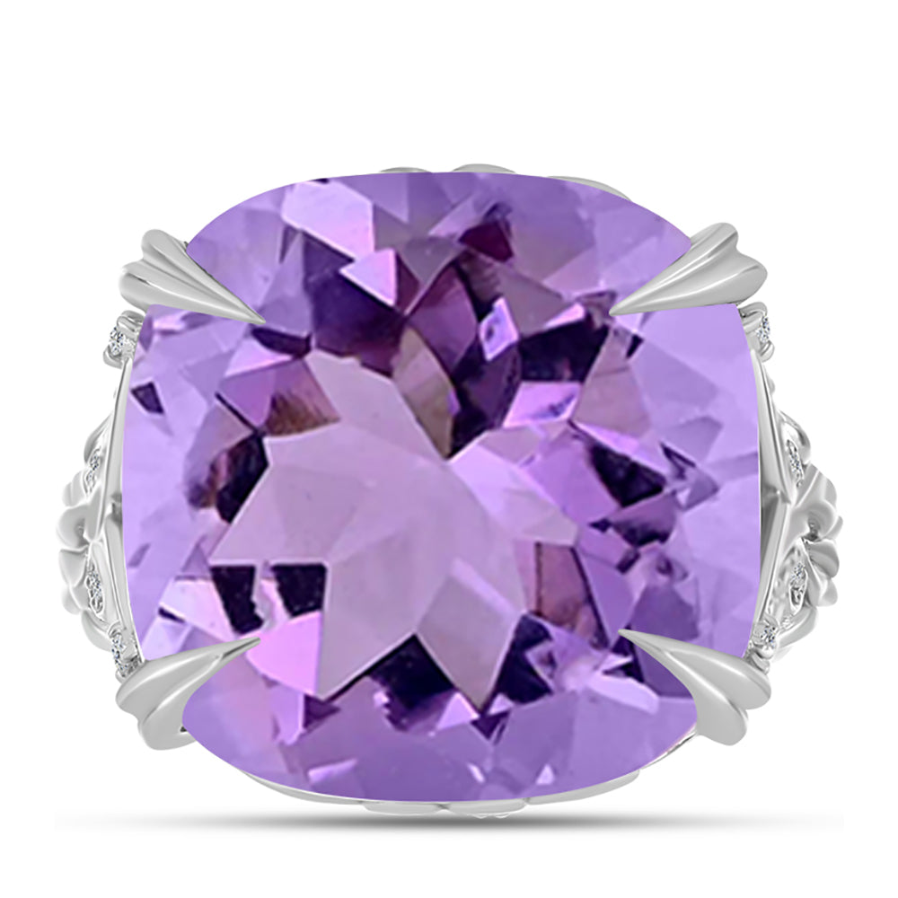 Silberring mit Rose De France Amethyst und weißem Topas