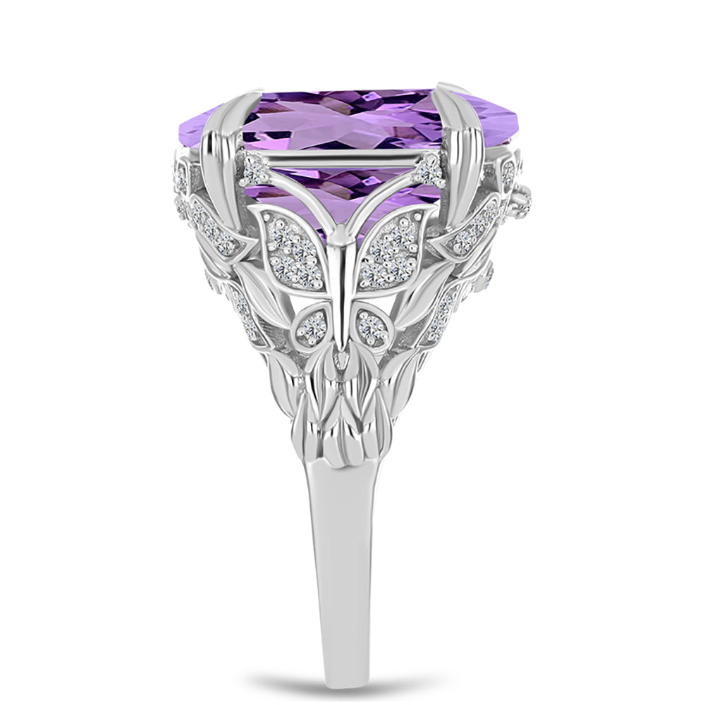 Silberring mit Rose De France Amethyst und weißem Topas 4 