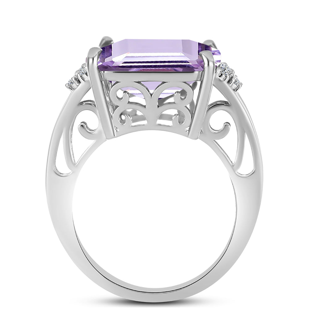 Silberring mit Rose De France Amethyst und weißem Topas 2 