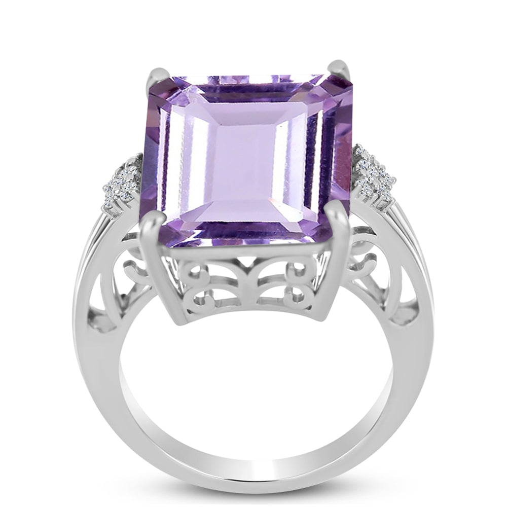 Silberring mit Rose De France Amethyst und weißem Topas