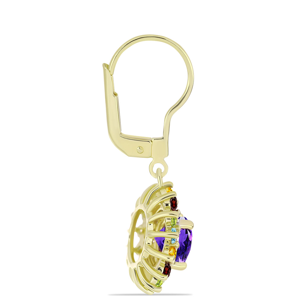 Goldplattierte Silberohrringe mit marokkanischem Amethyst und Zitrin aus dem Ural