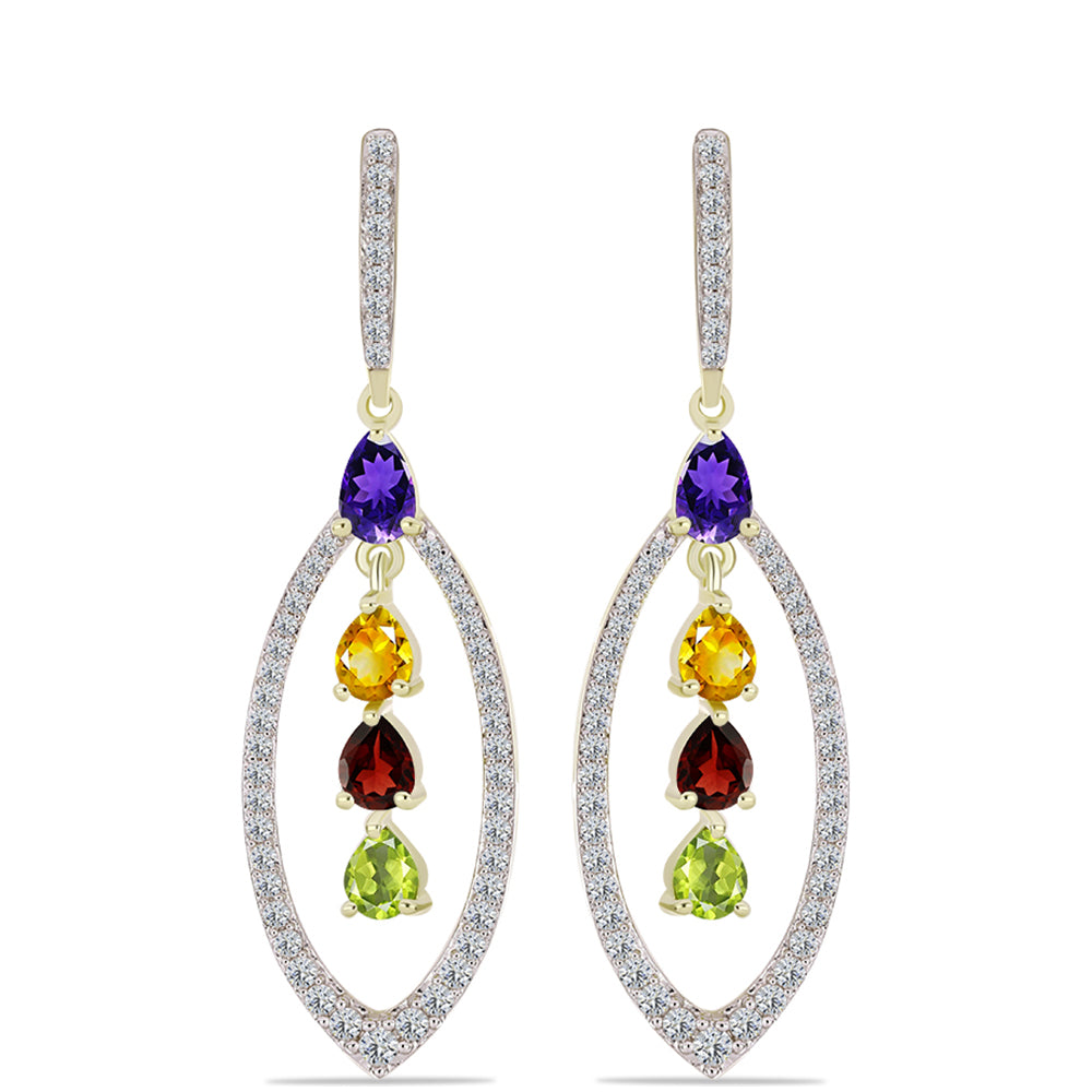 Goldplattierte Silberohrringe mit marokkanischem Amethyst und Zitrin aus dem Ural 1 