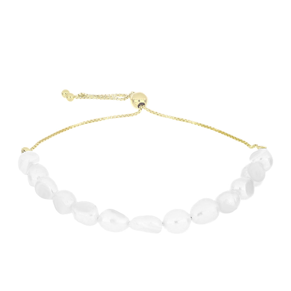 Goldplattiertes Silberarmband mit weißer Süßwasserperle
