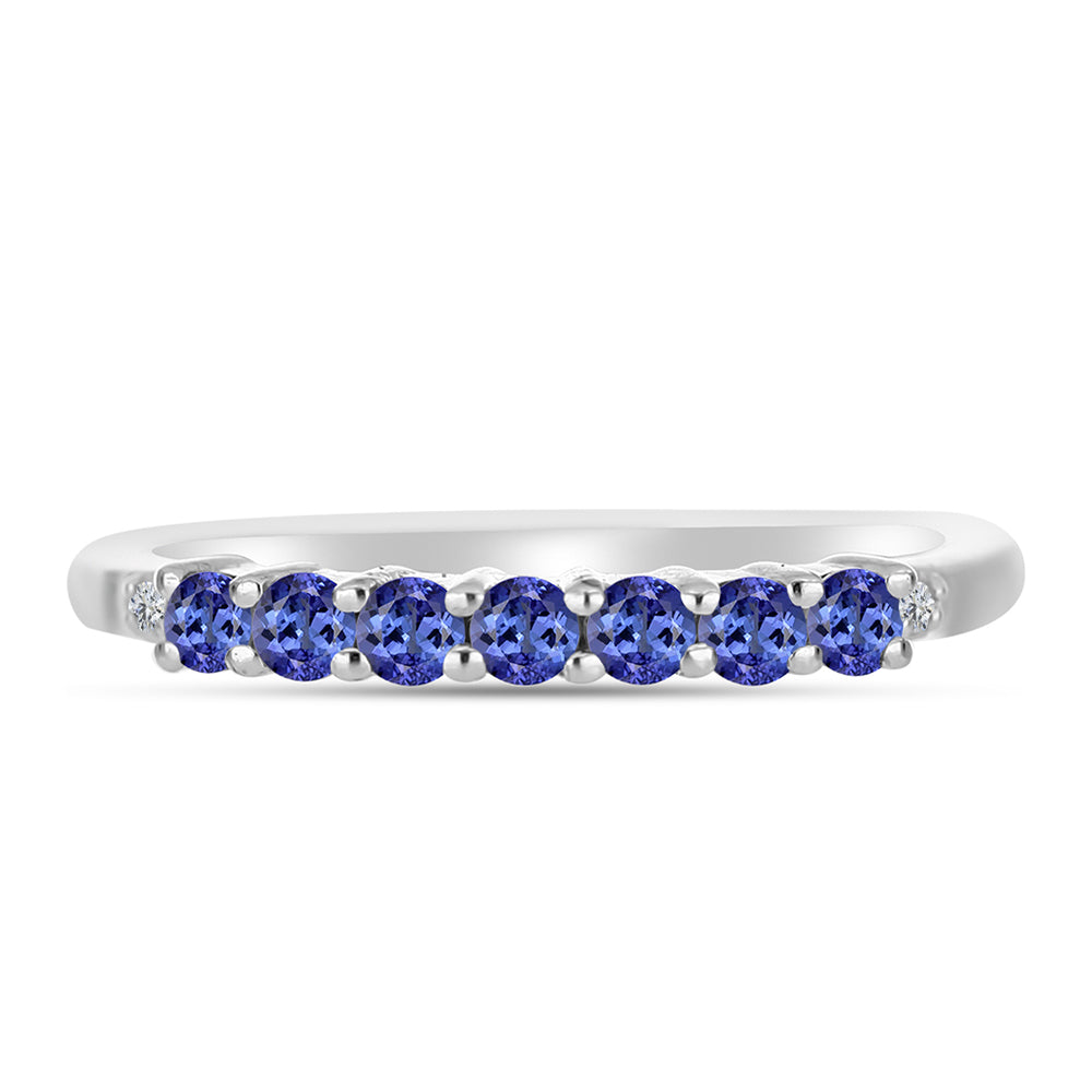 Silberring mit Tansanit - Klasse AAA und weißem Diamant 2 