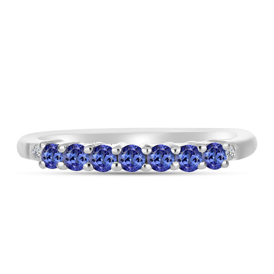 Silberring mit Tansanit - Klasse AAA und weißem Diamant
