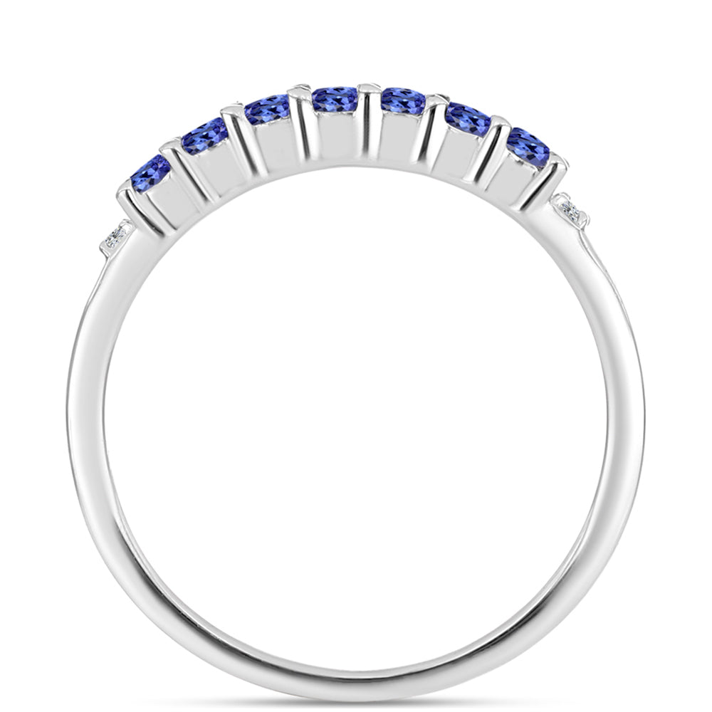 Silberring mit Tansanit - Klasse AAA und weißem Diamant 3 
