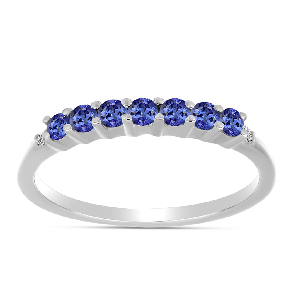 Silberring mit Tansanit - Klasse AAA und weißem Diamant 1 