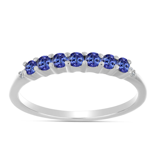Silberring mit Tansanit - Klasse AAA und weißem Diamant