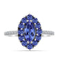 Silberring mit Tansanit - Klasse AAA und weißem Diamant