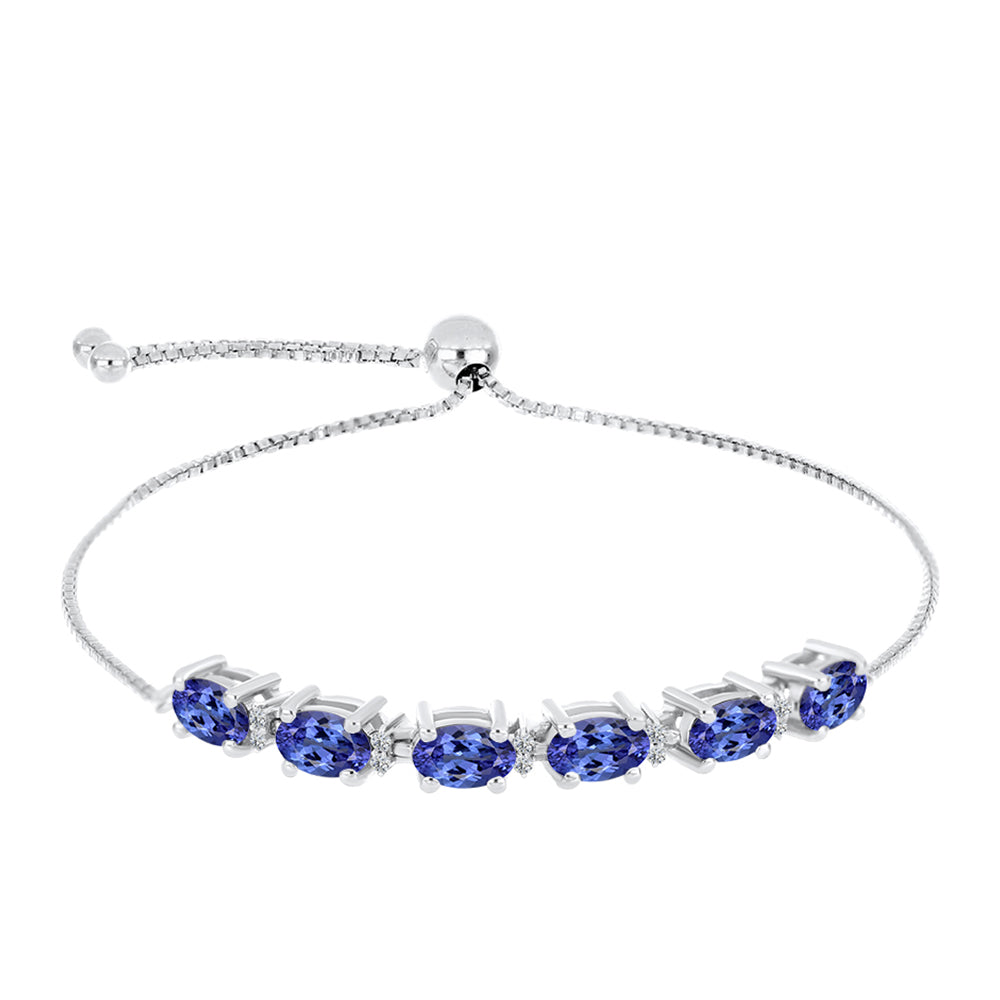 Silberarmband mit Tansanit - Klasse AAA und weißem Diamant 1 