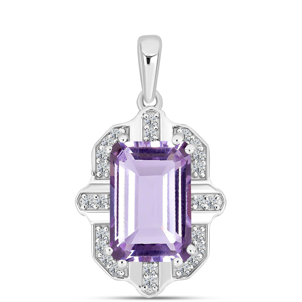 Silberanhänger mit Rose De France Amethyst und weißem Topas 1 