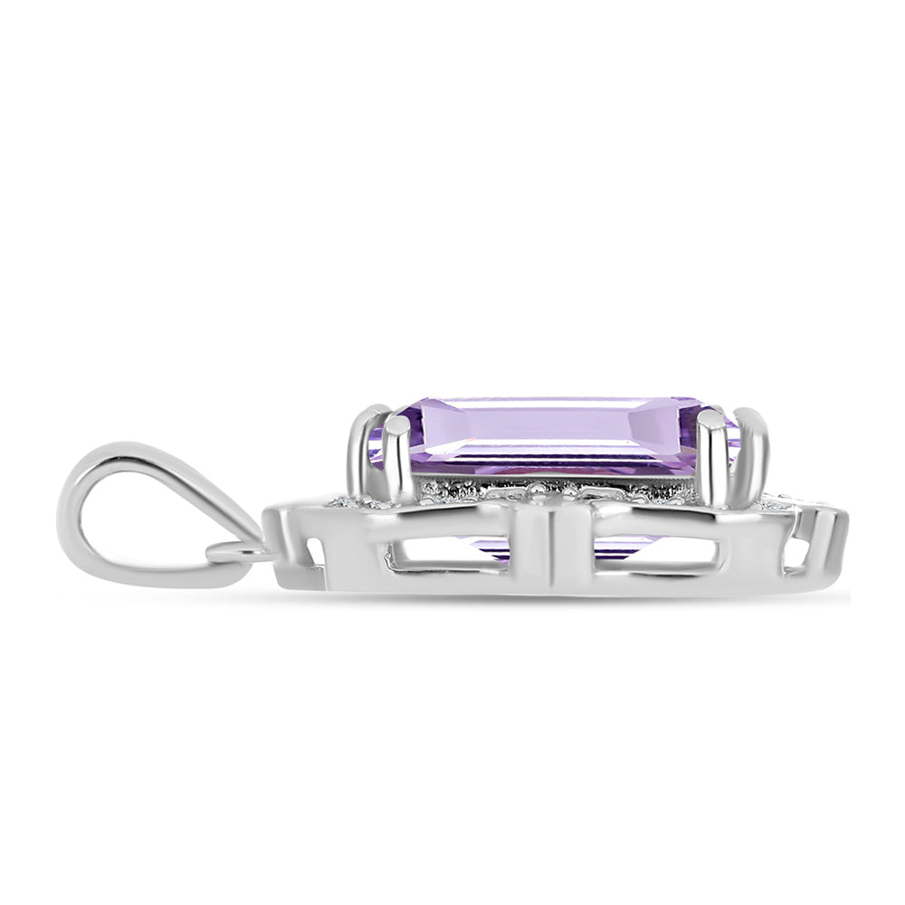 Silberanhänger mit Rose De France Amethyst und weißem Topas 2 