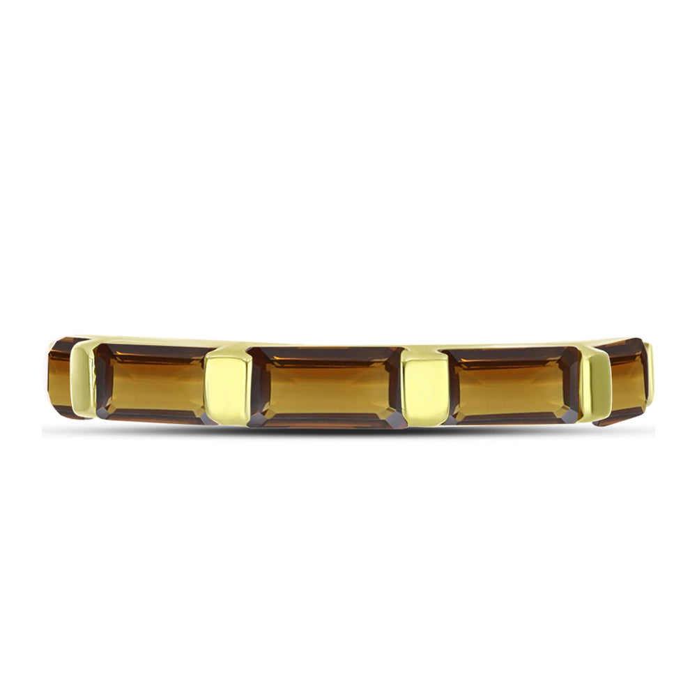 Goldplattierter Silberring mit Cognac-Quarz