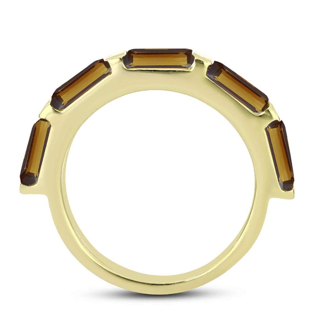 Goldplattierter Silberring mit Cognac-Quarz