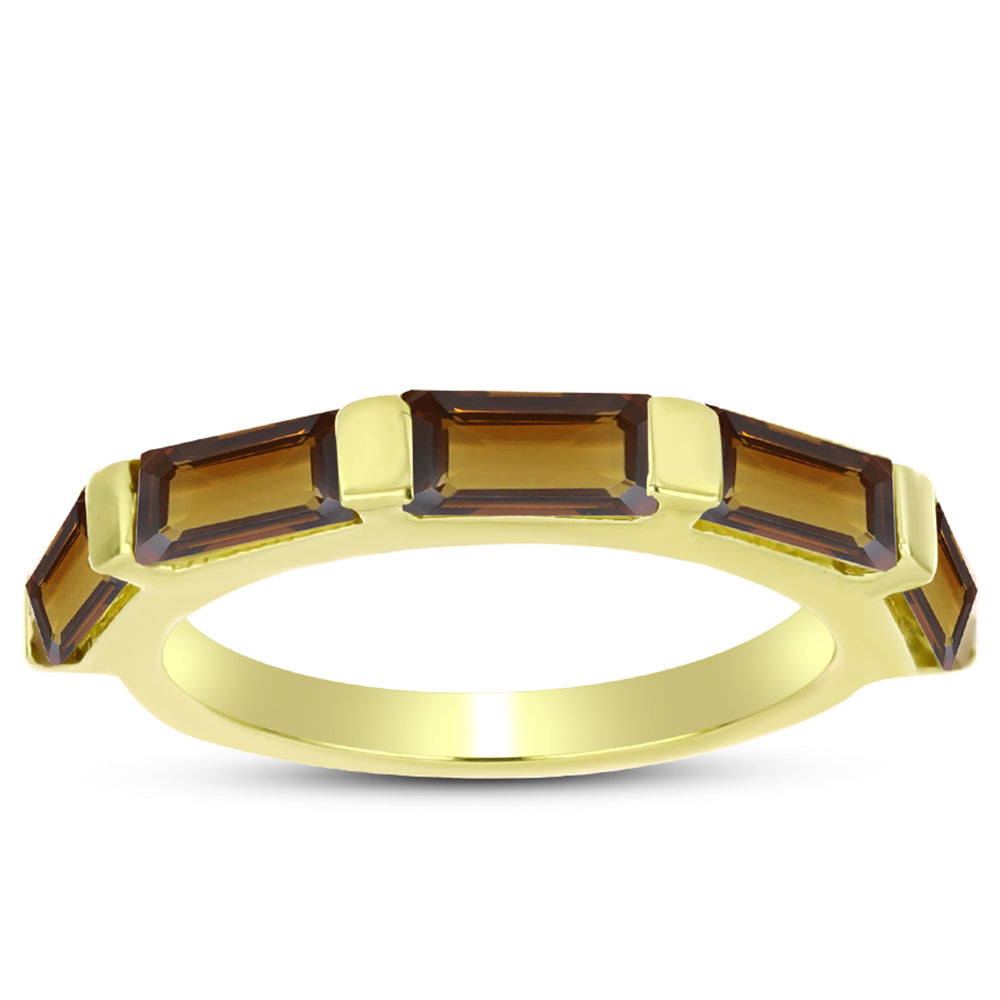 Goldplattierter Silberring mit Cognac-Quarz 1 