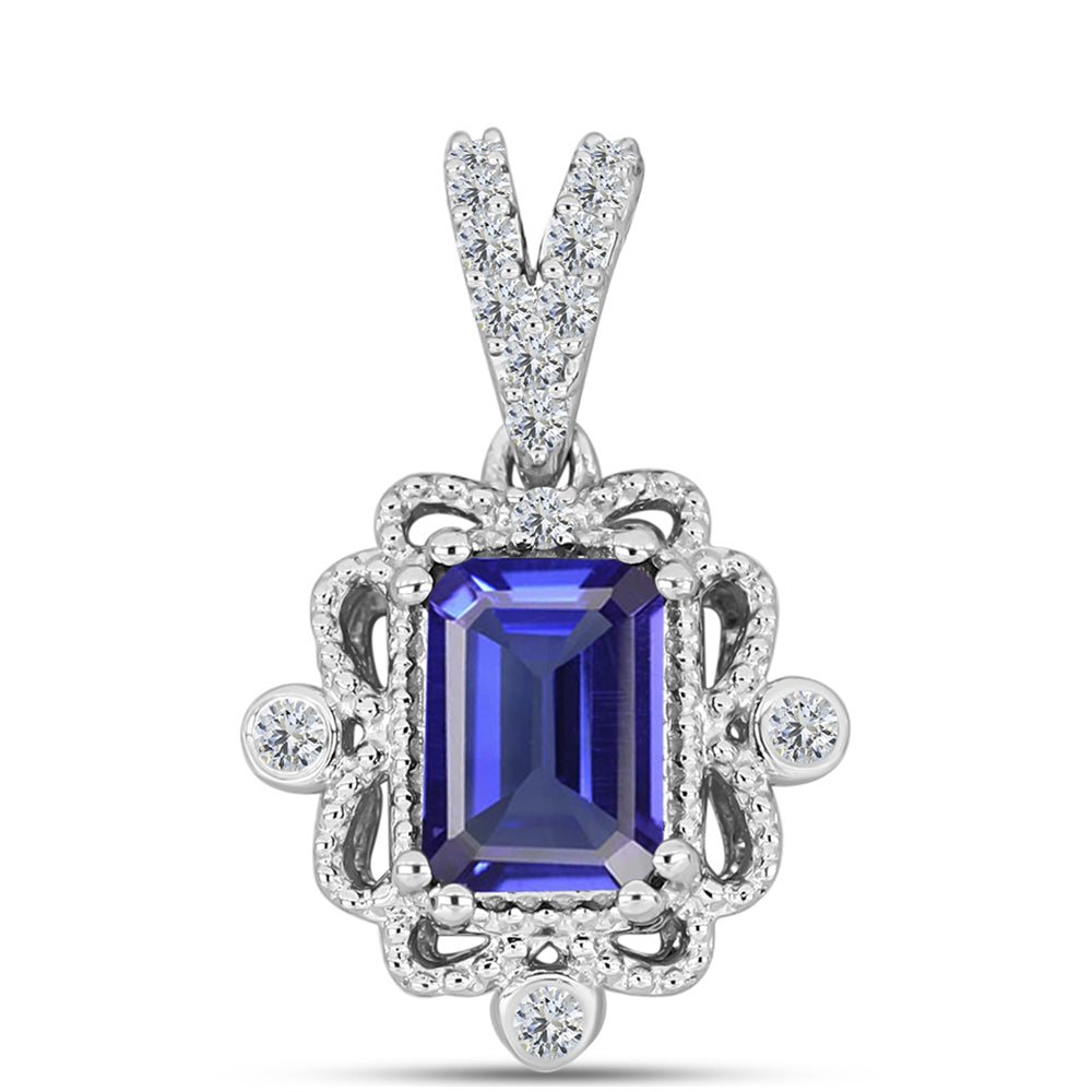 Silberanhänger mit Tansanit - Klasse AAA und weißem Diamant 1 