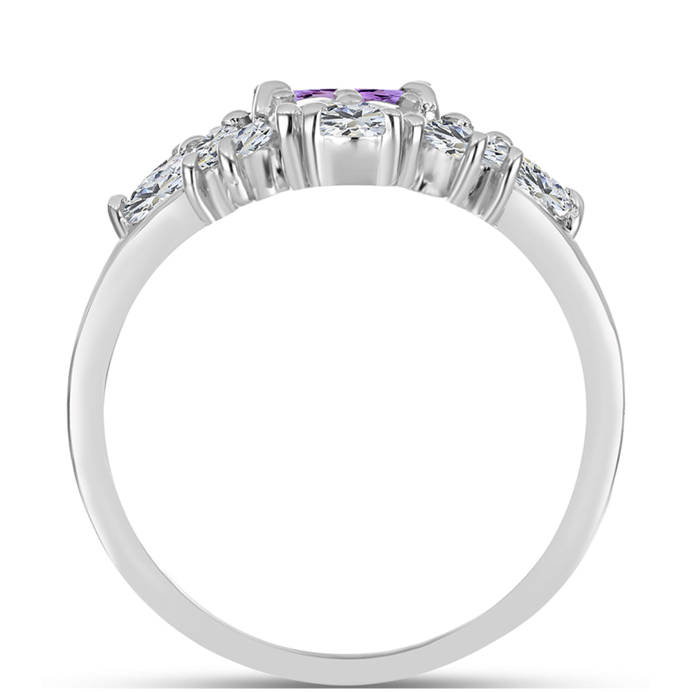 Silberring mit Rose De France Amethyst und weißem Topas 2 
