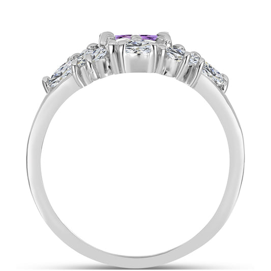 Silberring mit Rose De France Amethyst und weißem Topas