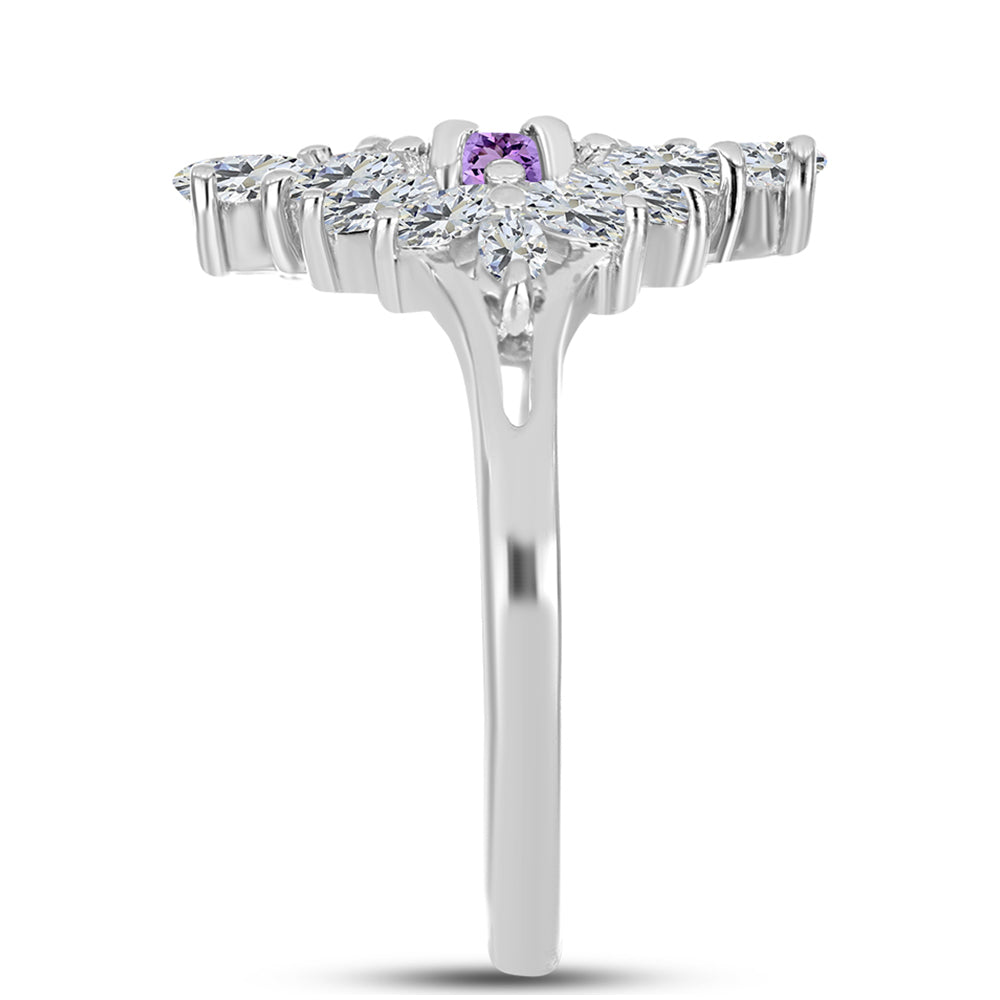 Silberring mit Rose De France Amethyst und weißem Topas 4 