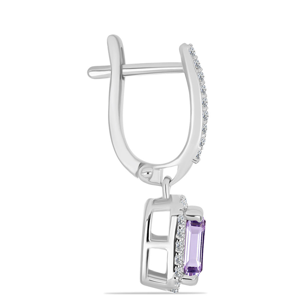 Silberohrringe mit Rose De France Amethyst und weißem Topas 2 