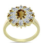 Goldplattierter Silberring mit Cognac-Quarz und weißem Topas