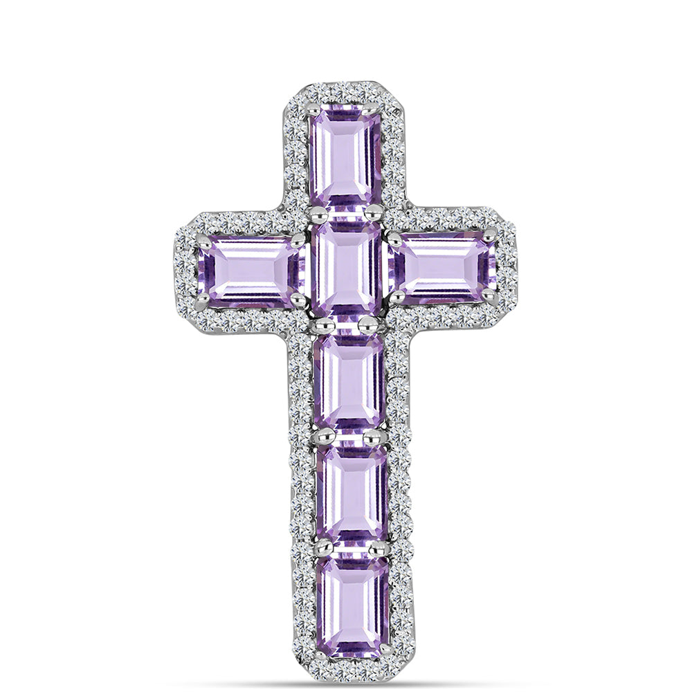 Silberanhänger mit Rose De France Amethyst und weißem Topas 1 