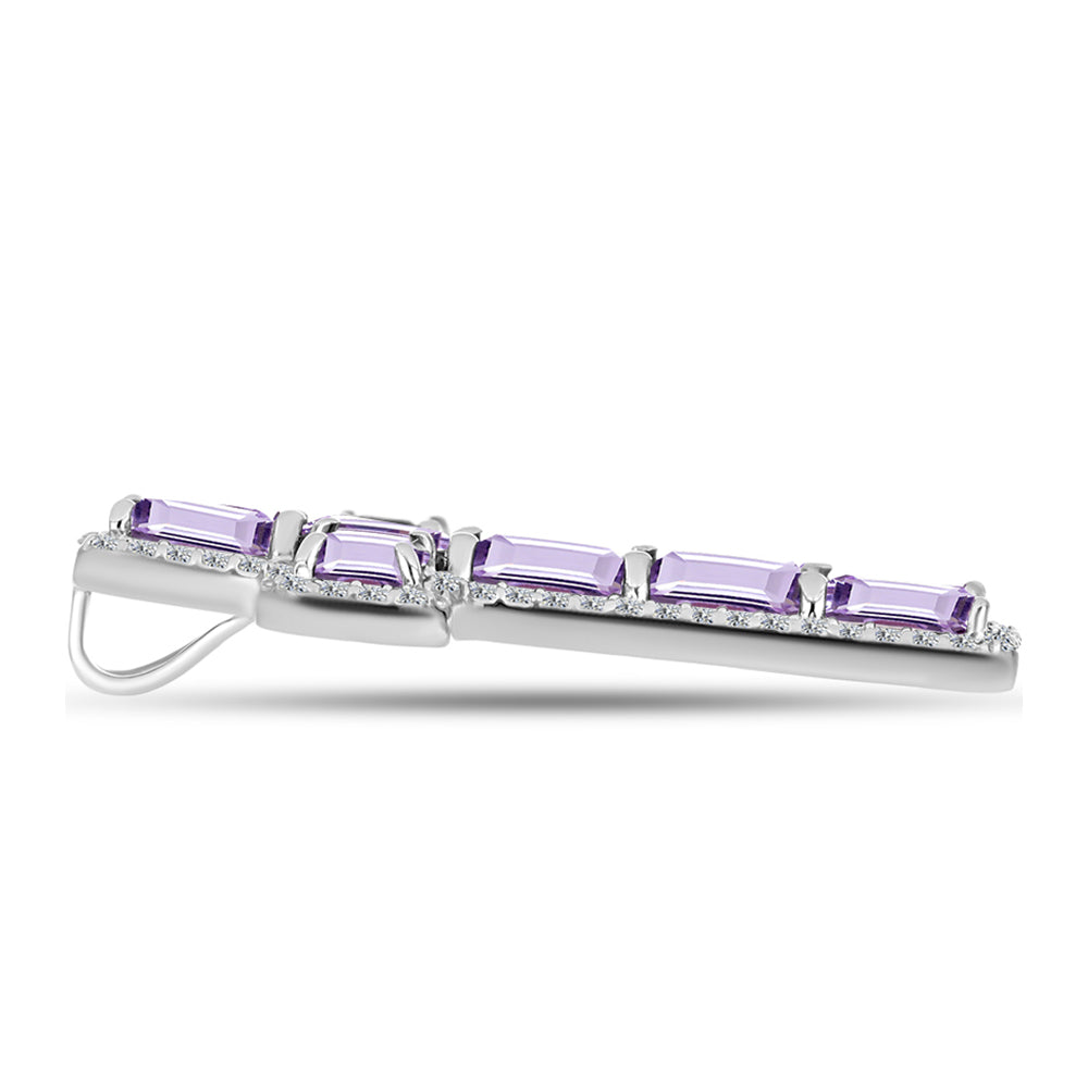 Silberanhänger mit Rose De France Amethyst und weißem Topas
