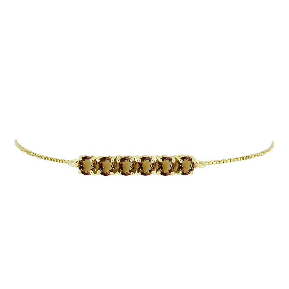 Goldplattiertes Silberarmband mit Cognac-Quarz 2 