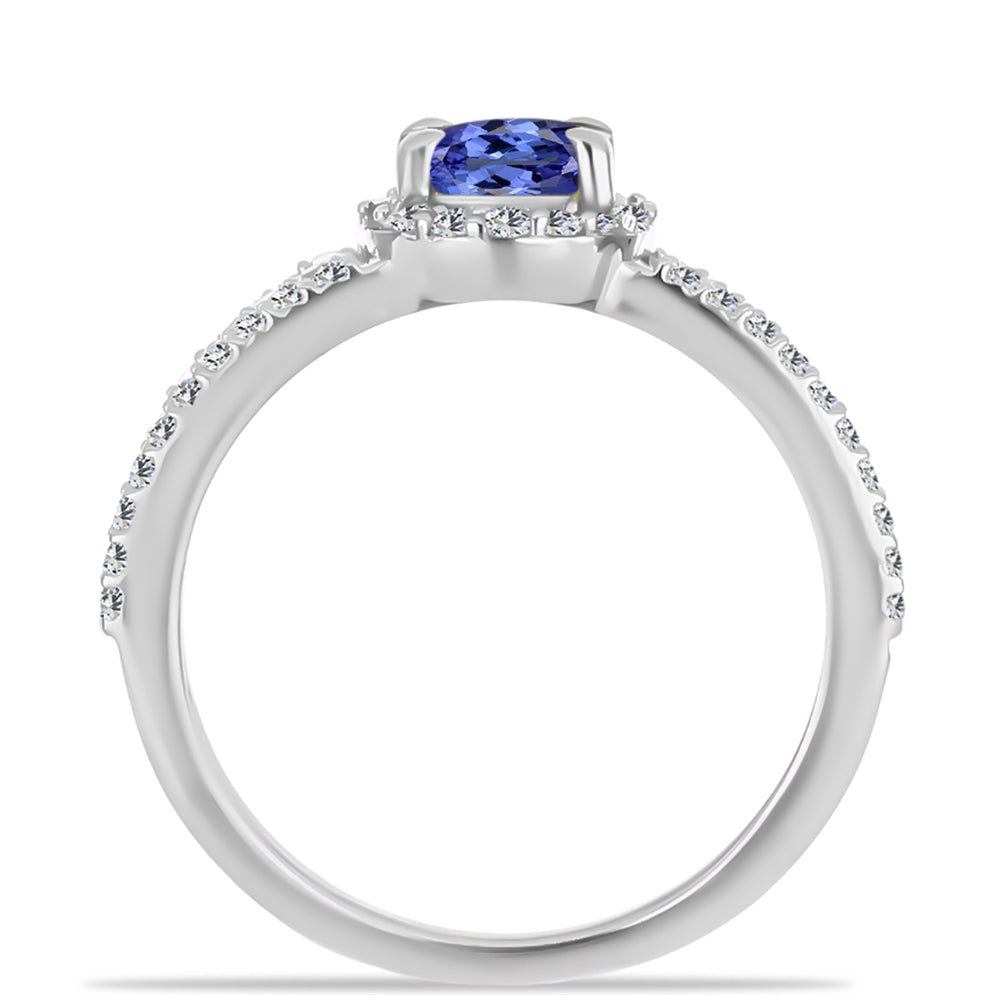 Silberring mit Tansanit - Klasse AAA und weißem Diamant 2 