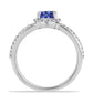 Silberring mit Tansanit - Klasse AAA und weißem Diamant